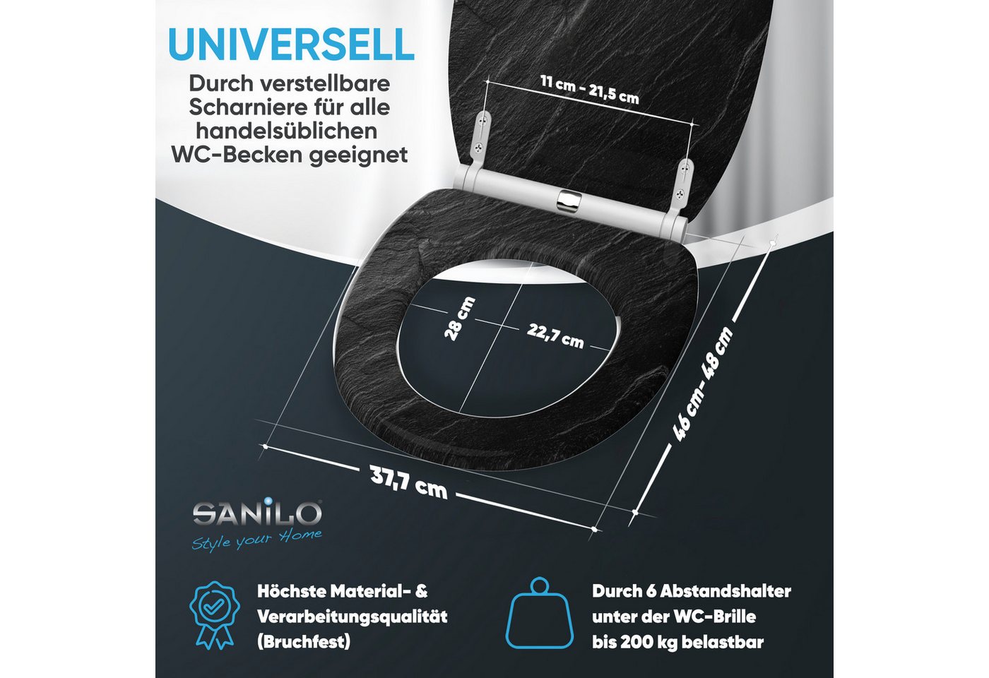 Sanilo WC-Sitz mit Absenkautomatik, viele Toilettendeckel direkt vom Hersteller, hochwertig, abnehmbar, leichte Montage von oben, mit Schraubenzieher – Bild 4 von 5