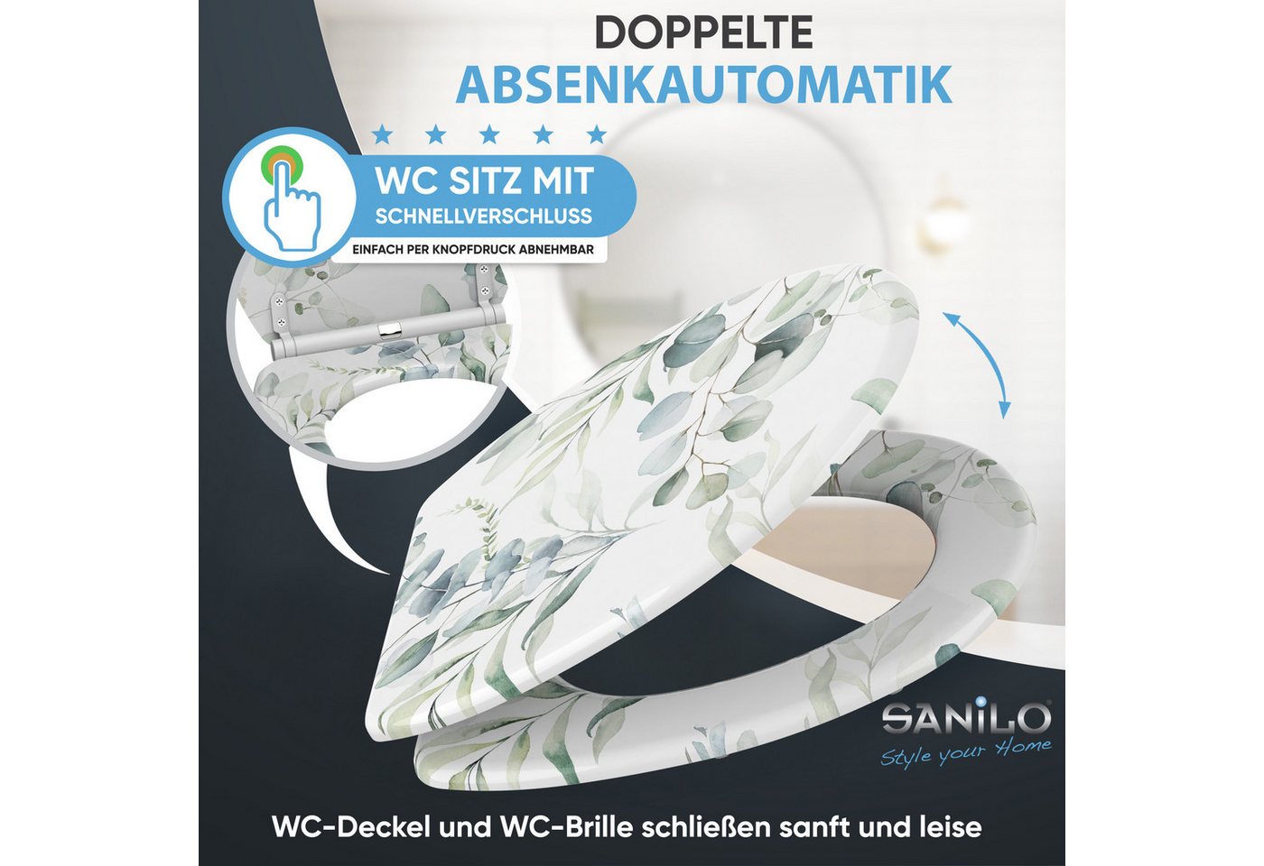 Sanilo WC-Sitz mit Absenkautomatik, viele Toilettendeckel direkt vom Hersteller, hochwertig, abnehmbar, leichte Montage von oben, mit Schraubenzieher – Bild 3 von 5