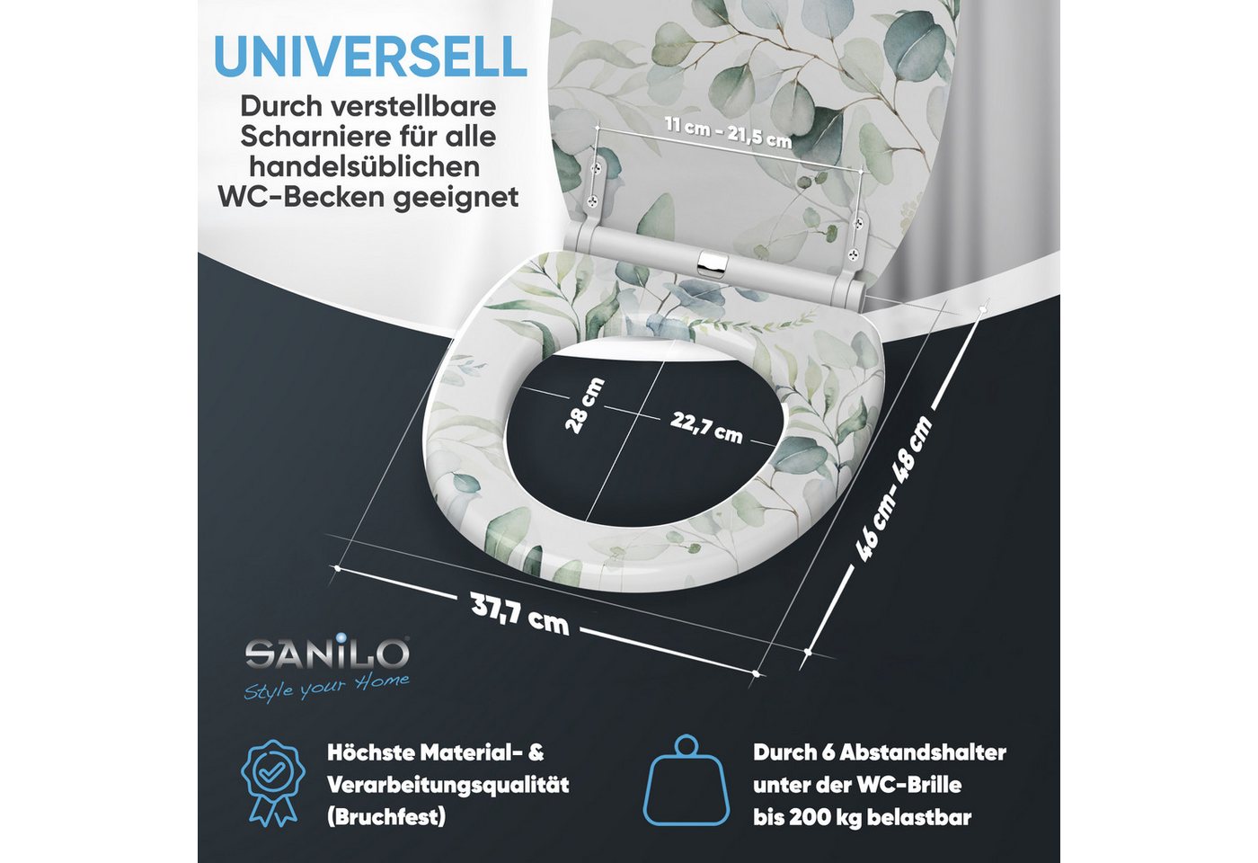 Sanilo WC-Sitz mit Absenkautomatik, viele Toilettendeckel direkt vom Hersteller, hochwertig, abnehmbar, leichte Montage von oben, mit Schraubenzieher – Bild 4 von 5