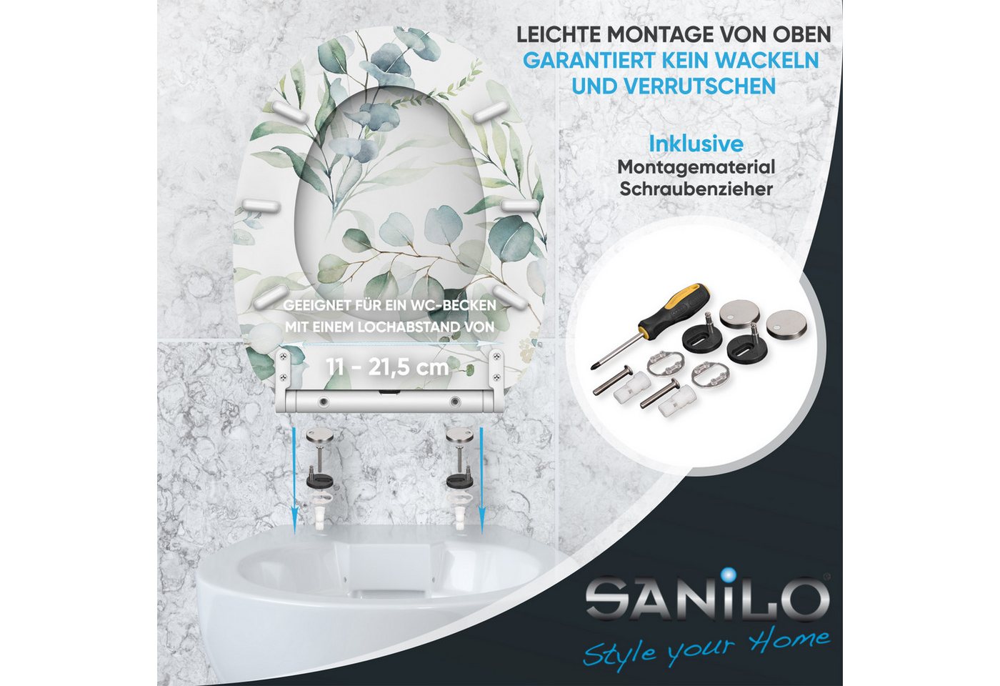 Sanilo WC-Sitz mit Absenkautomatik, viele Toilettendeckel direkt vom Hersteller, hochwertig, abnehmbar, leichte Montage von oben, mit Schraubenzieher – Bild 5 von 5