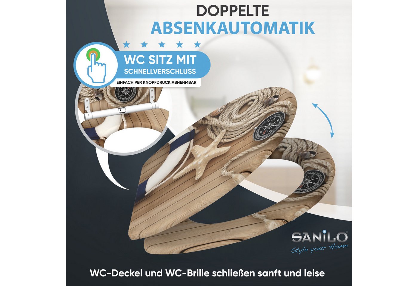 Sanilo WC-Sitz mit Absenkautomatik, viele Toilettendeckel direkt vom Hersteller, hochwertig, abnehmbar, leichte Montage von oben, mit Schraubenzieher – Bild 3 von 5