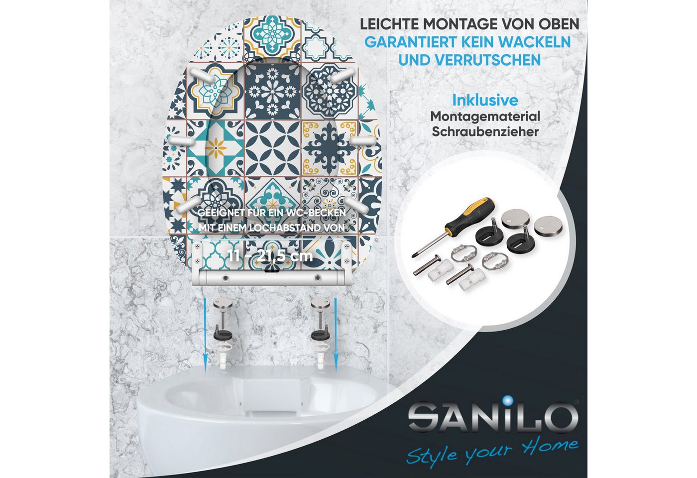 Sanilo WC-Sitz Palazzo mit Absenkautomatik & Quick Release, hochwertig, abnehmbar, leichte Montage von oben, mit Schraubenzieher – Bild 5 von 5