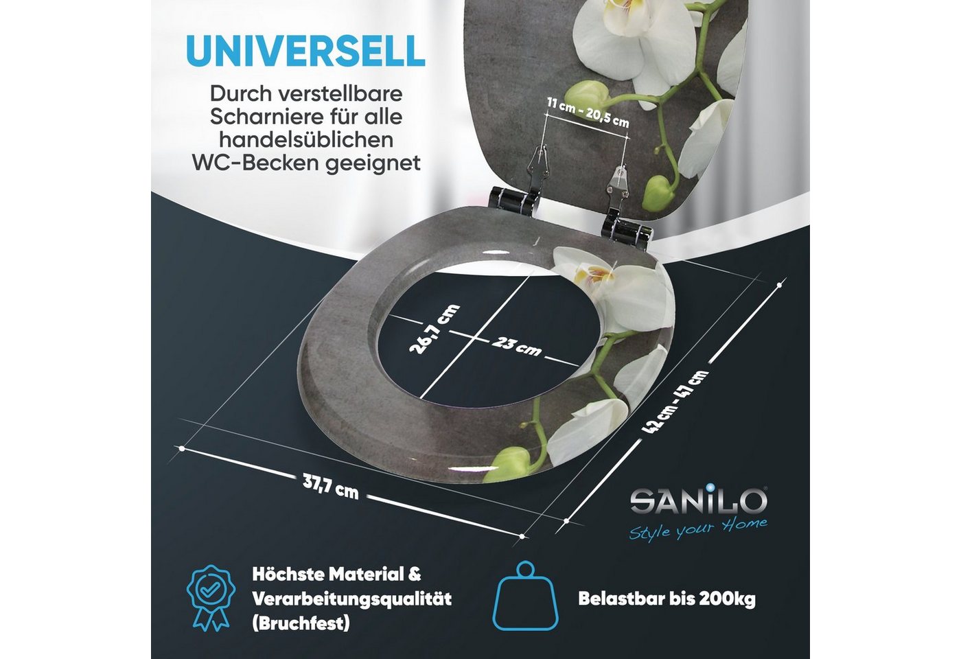 Sanilo WC-Sitz Pretty mit Absenkautomatik, Toilettendeckel direkt vom Hersteller, hochwertig & moderner Klodeckel mit Motiv, universell, leichte Montage – Bild 4 von 5