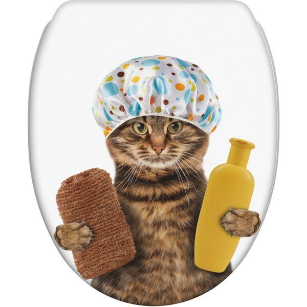 Sanilo WC-Sitz Shower Cat mit Absenkautomatik & Quick Release, Premium Toilettendeckel, abnehmbar, leichte Montage von oben
