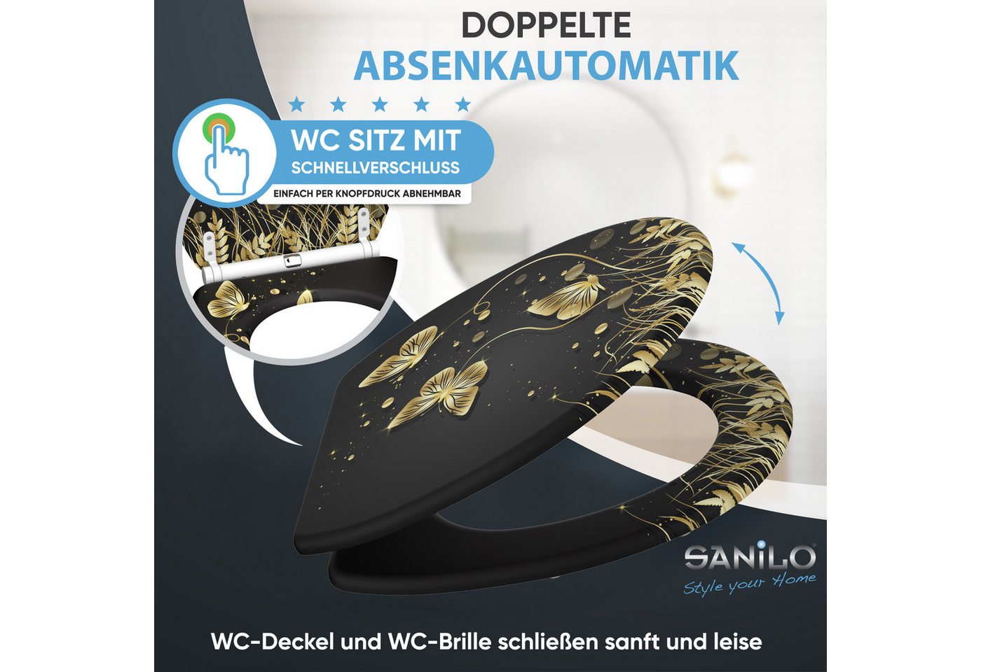 Sanilo WC-Sitz Silhouette mit Absenkautomatik & Quick Release, hochwertig, abnehmbar, leichte Montage von oben, mit Schraubenzieher – Bild 3 von 5