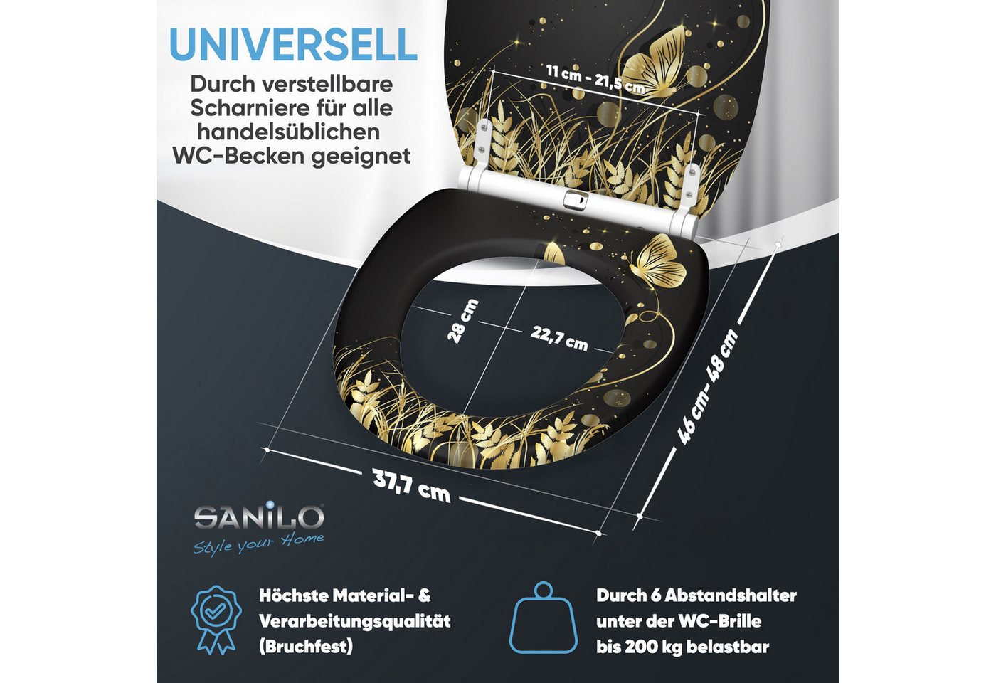 Sanilo WC-Sitz Silhouette mit Absenkautomatik & Quick Release, hochwertig, abnehmbar, leichte Montage von oben, mit Schraubenzieher – Bild 4 von 5