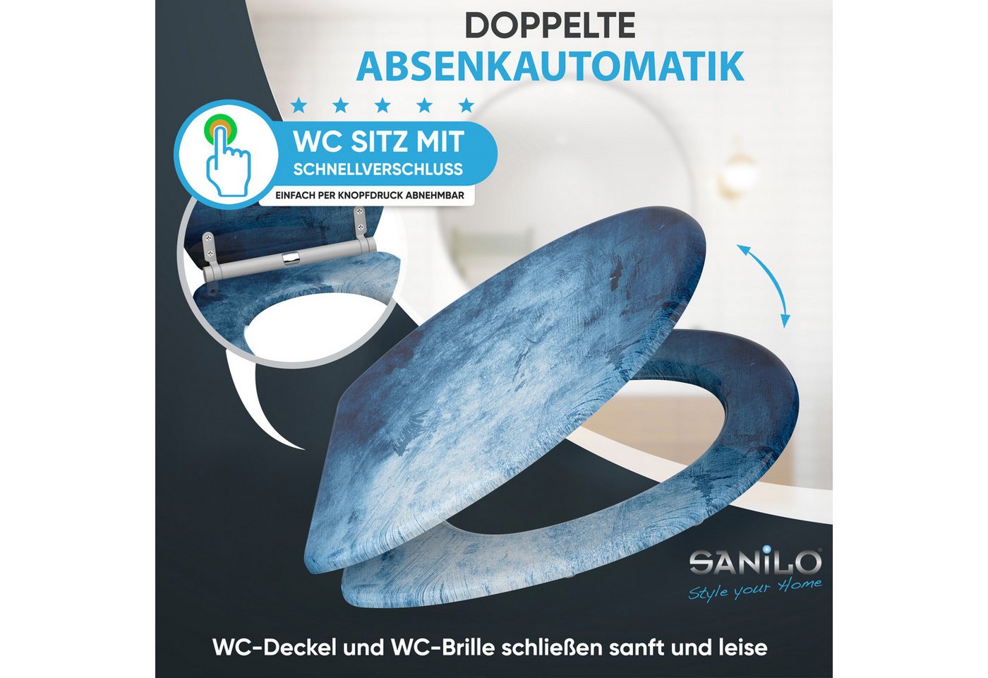 Sanilo WC-Sitz Solium mit Absenkautomatik & Quick Release, hochwertig, abnehmbar, leichte Montage von oben, mit Schraubenzieher – Bild 3 von 5