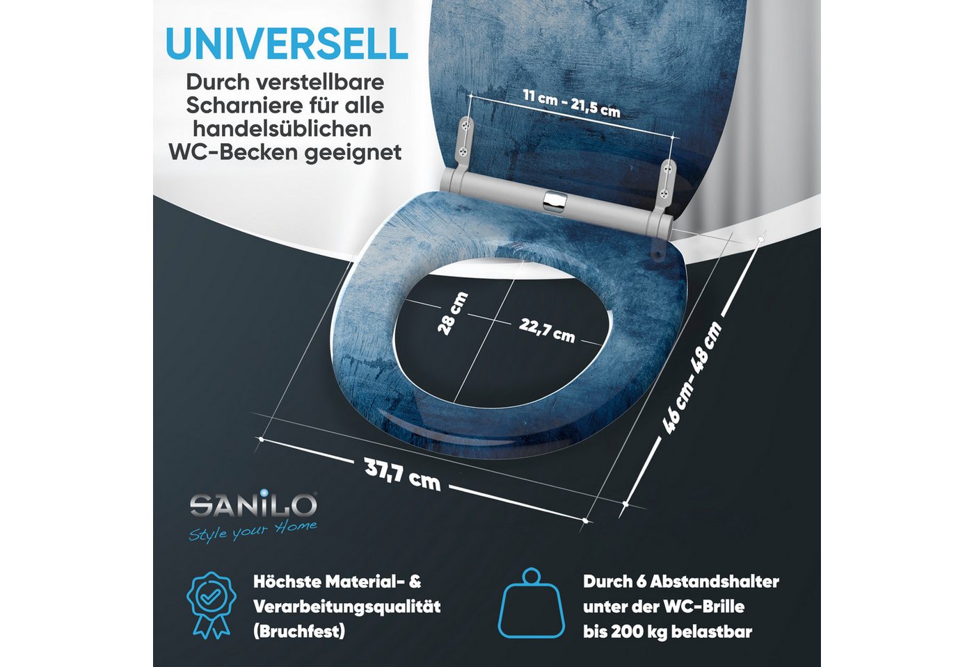 Sanilo WC-Sitz Solium mit Absenkautomatik & Quick Release, hochwertig, abnehmbar, leichte Montage von oben, mit Schraubenzieher – Bild 4 von 5