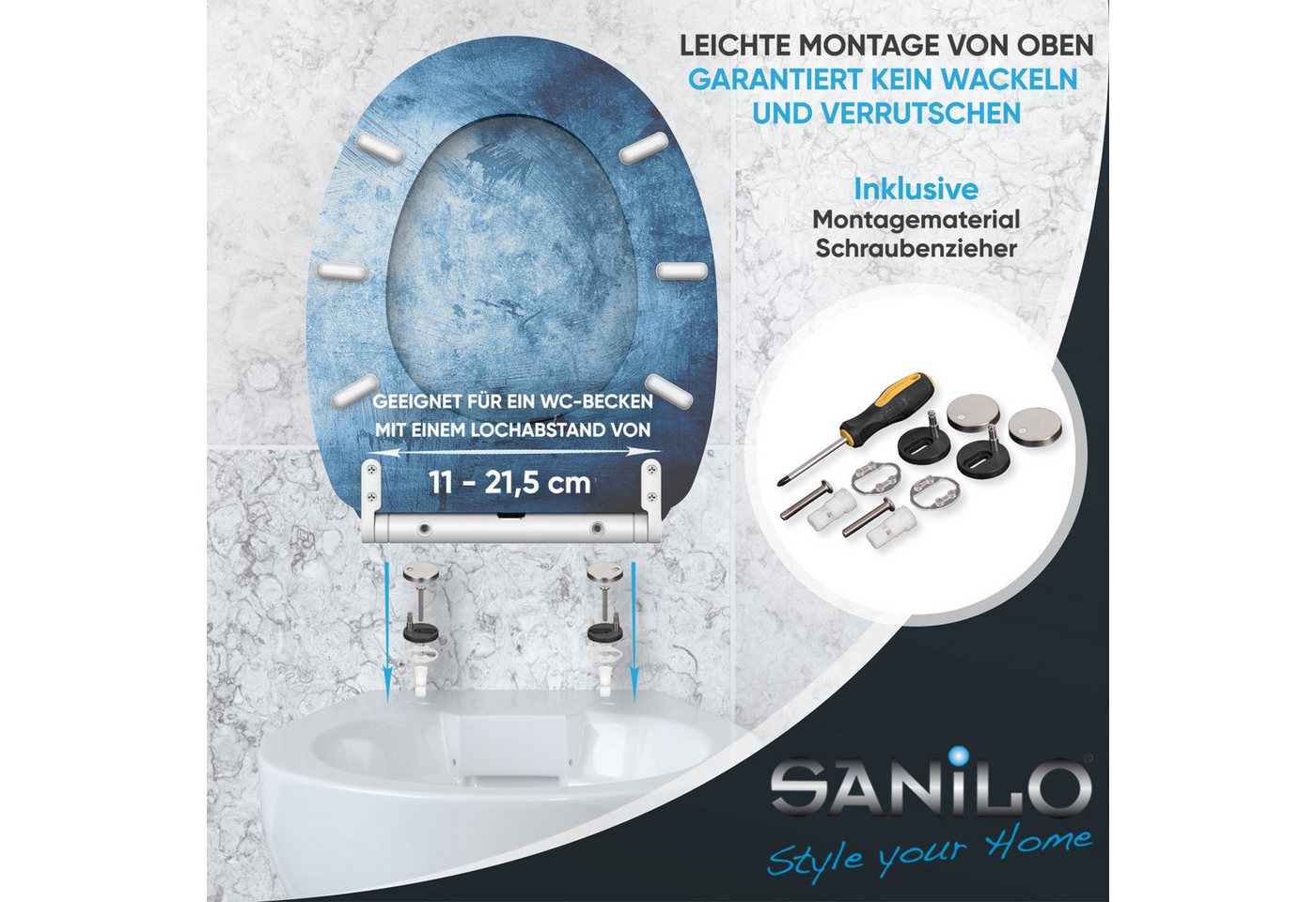 Sanilo WC-Sitz Solium mit Absenkautomatik & Quick Release, hochwertig, abnehmbar, leichte Montage von oben, mit Schraubenzieher – Bild 5 von 5