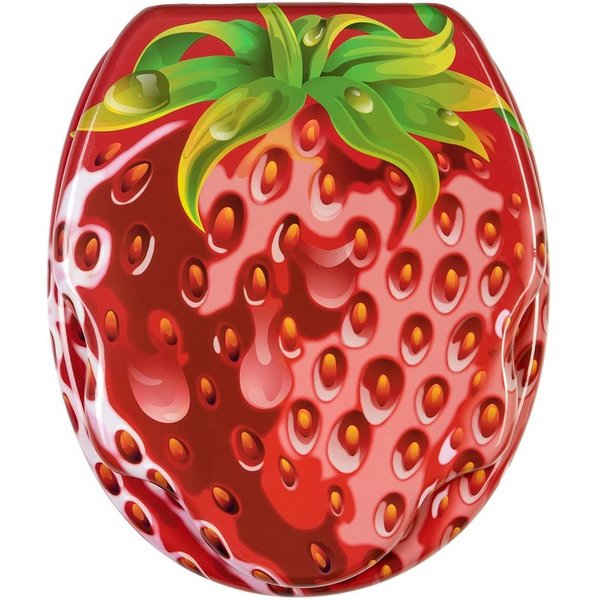 Sanilo WC-Sitz Strawberry mit Absenkautomatik, Toilettendeckel direkt vom Hersteller, hochwertig & modern mit Motiv, universell, leichte Montage