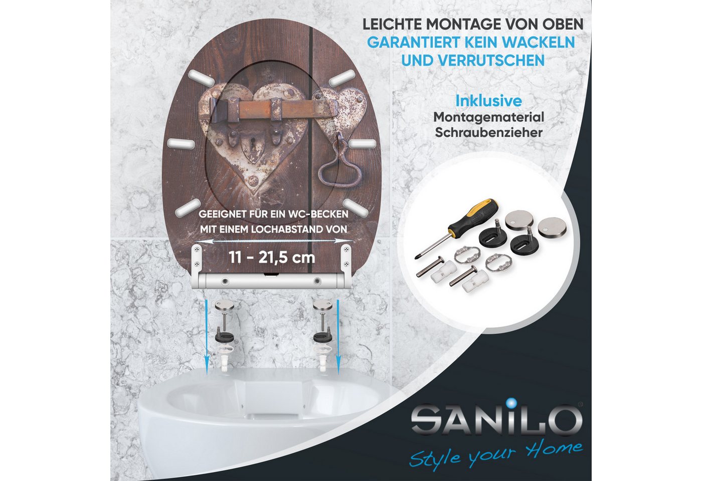 Sanilo WC-Sitz Türschloss mit Absenkautomatik & Quick Release, Premium Toilettendeckel, abnehmbar, leichte Montage von oben – Bild 5 von 5