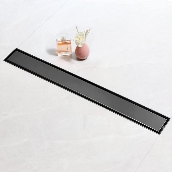 SaniteModar Duschrinne Schwarz Befliesbar Duschrinne extra flach, Edelstahl Bodenablauf, 1-St., 2-in-1 Wendbare Duschrinne, 60 cm