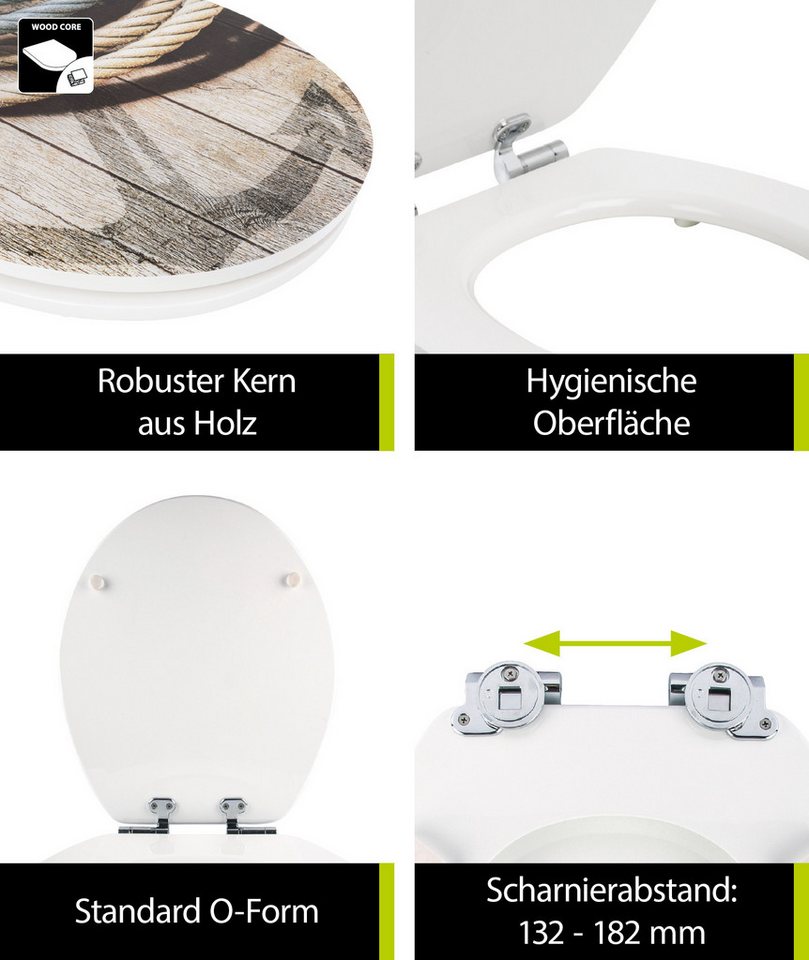 SANITOP WINGENROTH WC-Sitz Maritim, Motiv Seemannstau, Holzkern, Absenkautomatik, Hochglanz, 402934 – Bild 3 von 5