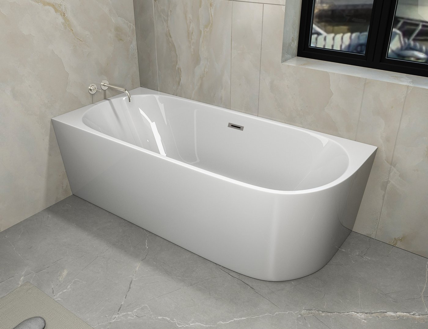 Sanotechnik Badewanne SOLVA, 180cm, Acryl Badewanne links – Bild 5 von 5