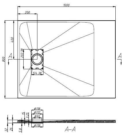 Sanotechnik Duschwanne SMC Brausetasse, rechteckig, LxB: 100x80cm, schneidbar – Bild 2 von 2