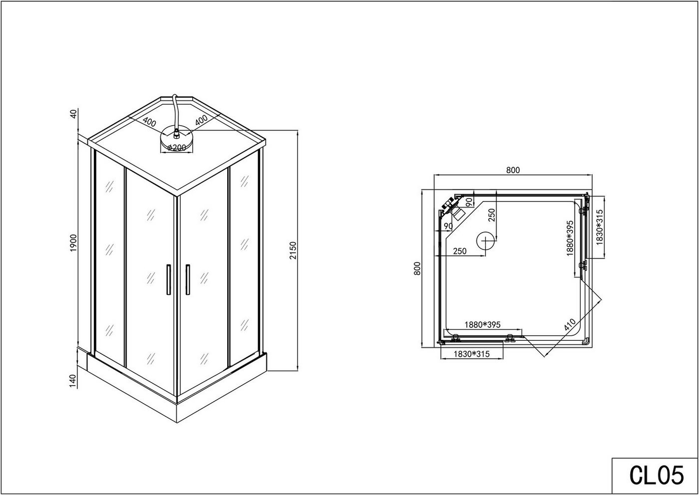 Sanotechnik Komplettdusche Twist, BxT: 80x80 cm, Einscheibensicherheitsglas – Bild 4 von 4