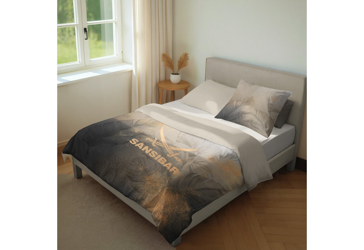 Sansibar Sylt Bettwäsche Sansibar "Jungle", 100% Baumwoll-Satin, exotisches Design Leo Print, Baumwolle, 2 teilig, hochwertig, hautfreundlich, pflegeleicht, zei – Bild 2 von 2