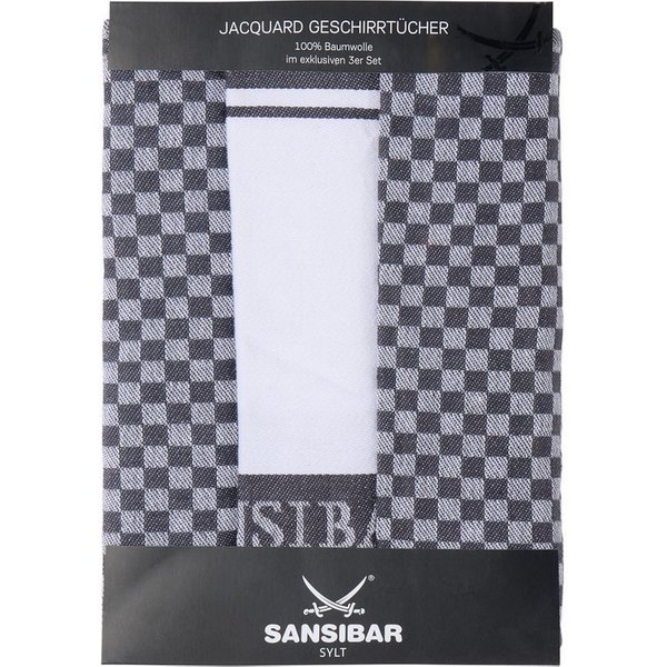 Sansibar Sylt Geschirrtuch Geschirrtücher-Set, 3-tlg, 50x70 cm, 100% Baumwolle, Premium Qualität, (Set, 3x Geschirrtuch, 50x70 cm, zwei verschiedene Designs), J