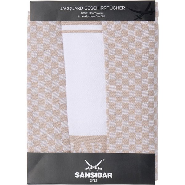 Sansibar Sylt Geschirrtuch Geschirrtücher-Set, 3-tlg, 50x70 cm, 100% Baumwolle, Premium Qualität, (Set, 3x Geschirrtuch, 50x70 cm, zwei verschiedene Designs), J