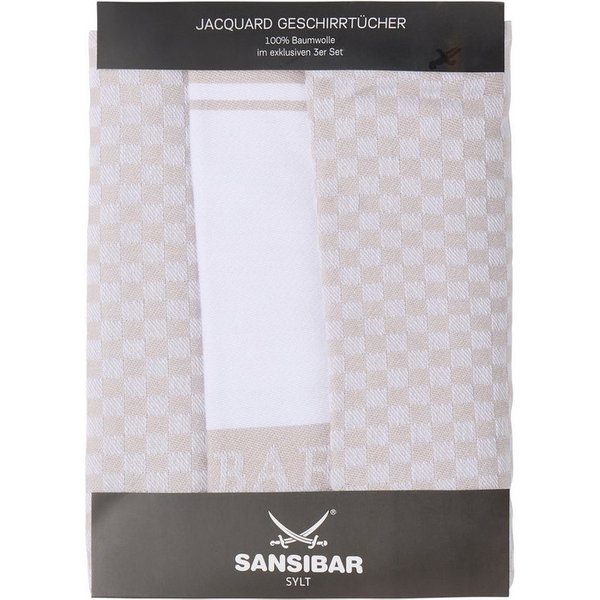 Sansibar Sylt Geschirrtuch Geschirrtücher-Set, 3-tlg, 50x70 cm, 100% Baumwolle, Premium Qualität, (Set, 3x Geschirrtuch, 50x70 cm, zwei verschiedene Designs), J