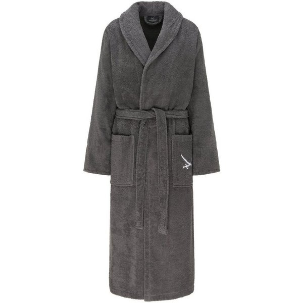 Sansibar Sylt Unisex-Bademantel Sansibar Bademantel mit Schalkragen, mit gesticktem Sansibar Logo, Baumwolle, Schalkragen, Gürtel, mit Bindegürtel, kuschelig, h