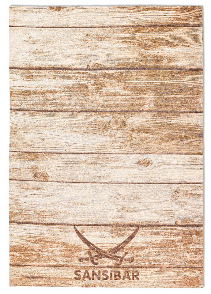 Sansibar Teppich Keitum 009, rechteckig, Höhe: 3 mm, Flachgewebe, Motiv Holzdielen & gekreuzte Säbel, auch in rund – Bild 2 von 5