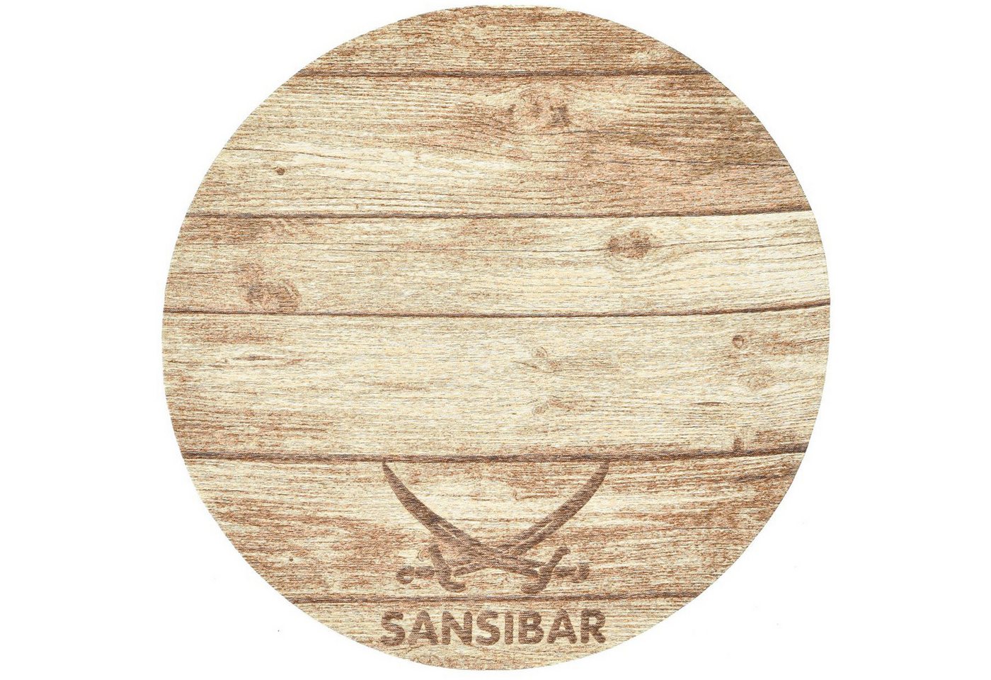Sansibar Teppich Keitum 009, rund, Höhe: 3 mm, Flachgewebe, Motiv Holzdielen & gekreuzte Säbel – Bild 2 von 5