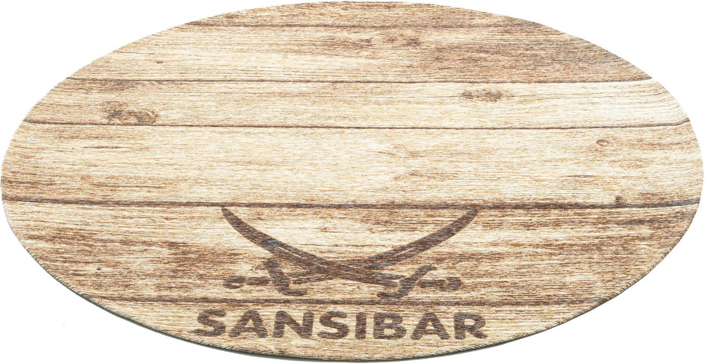 Sansibar Teppich Keitum 009, rund, Höhe: 3 mm, Flachgewebe, Motiv Holzdielen & gekreuzte Säbel – Bild 3 von 5