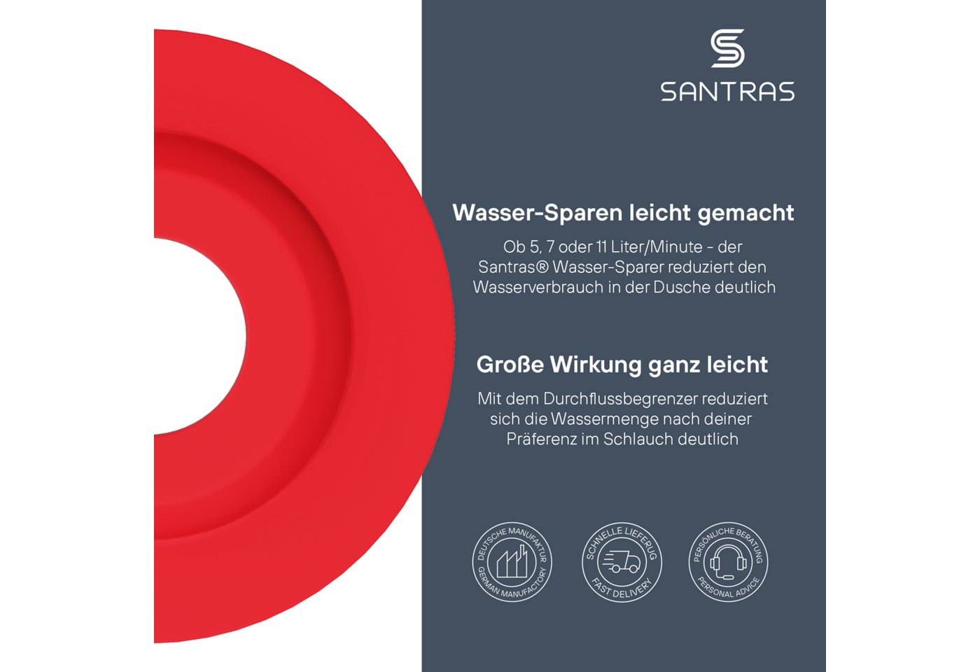 Santras Brauseschlauch Durchflussbegrenzer für Duschschlauch zum Wasser sparen – Bild 2 von 5