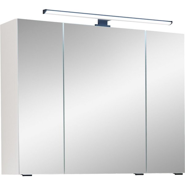 Saphir Badezimmerspiegelschrank Quickset 500, 3 Türen, 80cm breit, LED-Aufsatzleuchte inkl. Schalter und Steckdose