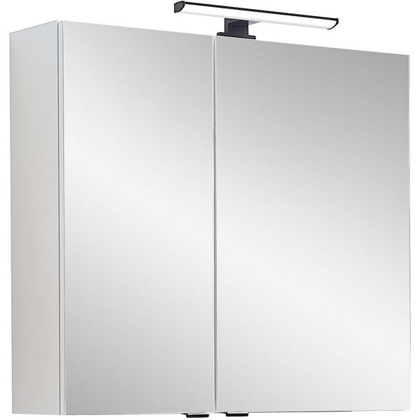 Saphir Badezimmerspiegelschrank Quickset 500, 2 Türen, 67cm breit, LED-Aufsatzleuchte inkl. Schalter und Steckdose