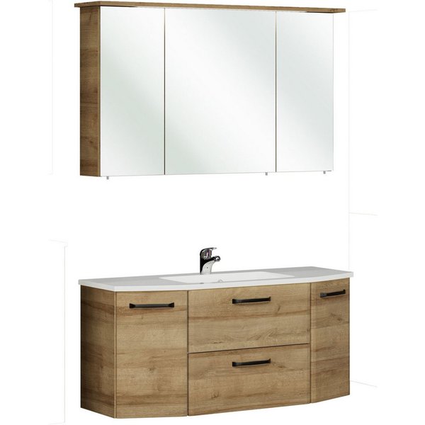 Saphir Badmöbel-Set Quickset 318, mit Türdämpfer, (3-St), Badezimmer-Set mit Mineralmarmorwaschtisch und Spiegelschrank