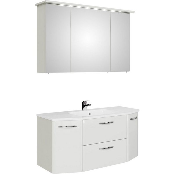 Saphir Badmöbel-Set Quickset 326, 3-teilig, mit Keramikwaschtisch, (3-St), Badezimmer-Set in Weiß Glanz