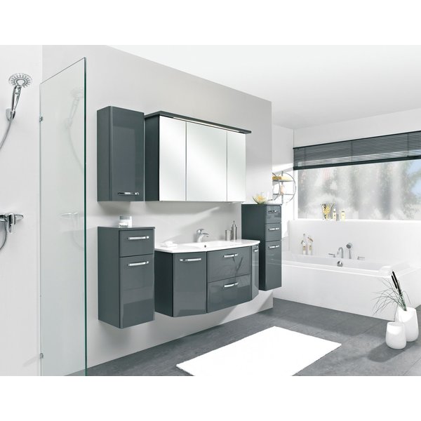 Saphir Badmöbel-Set Quickset 327 5-teilig, Waschplatz und LED-Spiegelschrank, (Set, 5-St), Anthrazit Hochglanz, inkl. Türdämpfer, 8 Türen, 1 Klappe, 4 Schublade