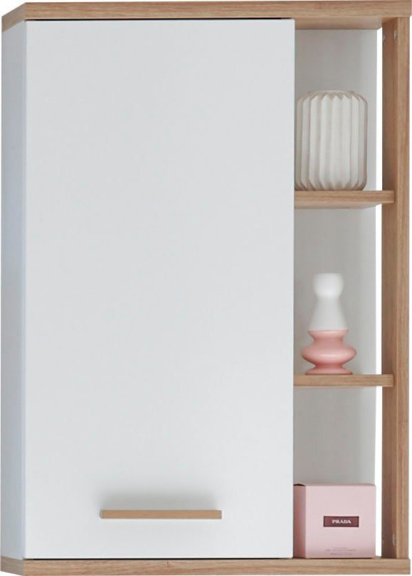 Saphir Hängeschrank Quickset Badschrank 50,5 cm breit mit 1 Tür und 2 Glas-Einlegeböden Badezimmer-Hängeschrank inkl. Türdämpfer, Holzgriffe – Bild 4 von 5
