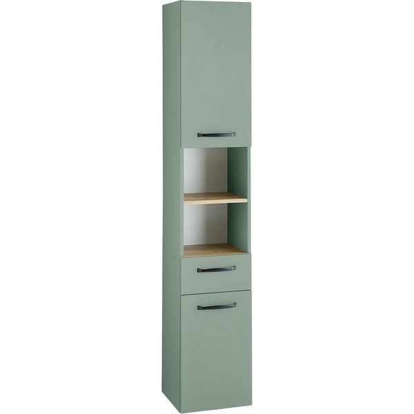Saphir Hochschrank Quickset 500, Badschrank 32,4 cm breit 3 Einlegeböden, 1 offenes Fach, Badezimmer-Hochschrank