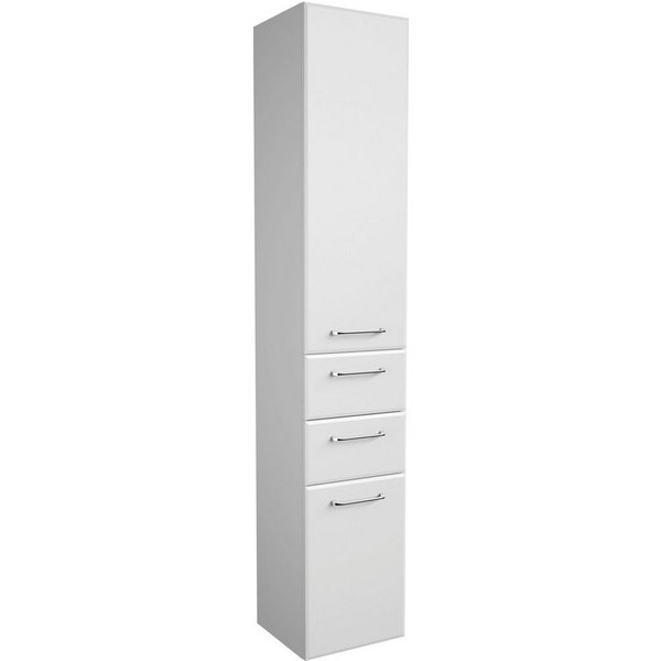 Saphir Hochschrank Quickset Badschrank 35 cm breit, 2 Türen, 2 Schubladen, 3 Einlegeböden Badezimmer-Hochschrank inkl. Türdämpfer, Griffe in Chrom glänzend