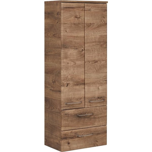 Saphir Midischrank Quickset Badschrank 50 cm breit, 2 Türen, 2 Schubladen, 2 Einlegeböden Badezimmer-Midischrank inkl. Türdämpfer, Griffe in Chrom glänzend
