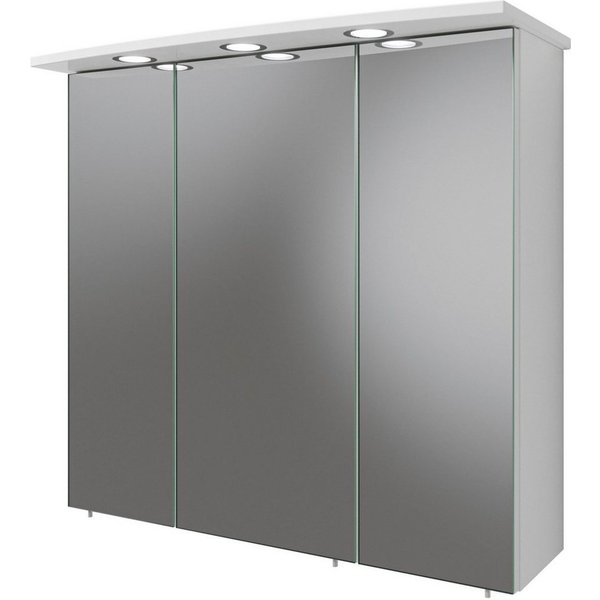 Saphir Spiegelschrank Quickset 316 Badschrank, 3 Spiegeltüren, 6 Einlegeböden, 75 cm breit inkl. LED-Beleuchtung, Türdämpfer, Schalter-/Steckdosenkombination