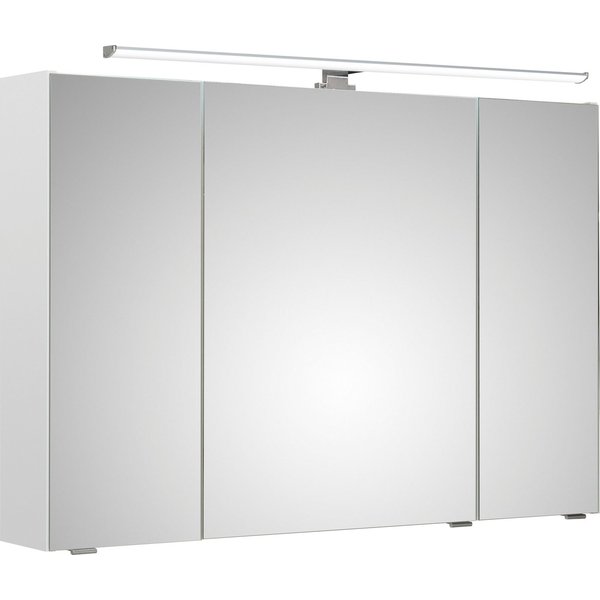 Saphir Spiegelschrank Quickset Badschrank, 3 Spiegeltüren, 6 Einlegeböden, 105 cm breit inkl. LED-Beleuchtung, Türdämpfer, Schalter-/Steckdosenkombination