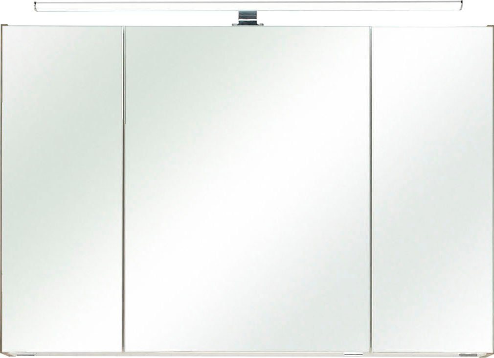 Saphir Spiegelschrank Quickset Badschrank, 3 Spiegeltüren, 6 Einlegeböden, 105 cm breit inkl. LED-Beleuchtung, Türdämpfer, Schalter-/Steckdosenkombination – Bild 2 von 5