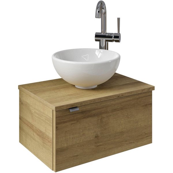 Saphir Waschtisch Serie 6915 Waschschale mit Unterschrank für Gästebad, Gäste WC (3-St., Keramik-Aufsatzbecken, Waschtischplatte, Waschtischunterschrank), 51 cm