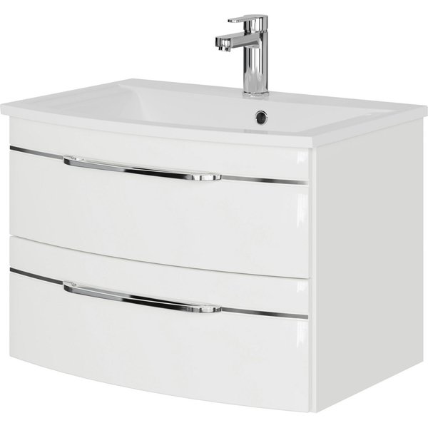 Saphir Waschtisch Serie 7045 Mineralmarmor-Waschtisch und Unterschrank, 71,5 cm breit, Waschplatz mit 2 Schubladen, Badmöbel Set mit Waschtisch