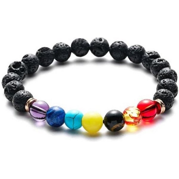 Saraswati Armband Armband Lavasteine, Chakra Edelsteine 6cm flexibel