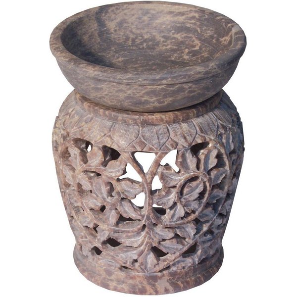 Saraswati Duftlampe Aromalampe "Blume" Speckstein 9x12cm