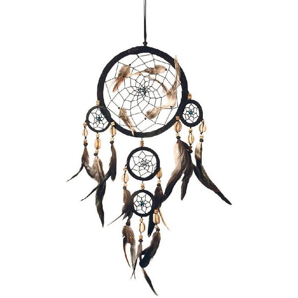Saraswati Traumfänger Traumfänger Mobile mit Kauri Muscheln Leder 50cm