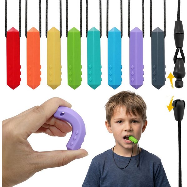Sarcia.eu Beißring CLDY sensorische Beißketten aus Silikon für Kinder, 8 Stück, (8-tlg)