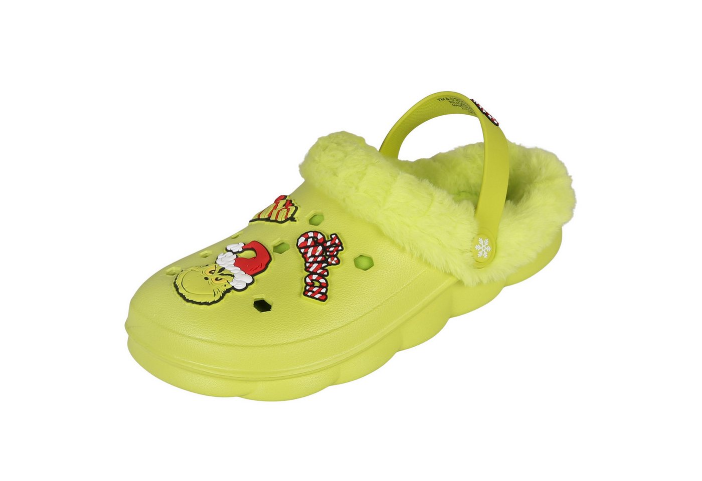 Sarcia.eu Grinch Kinderclogs, ISOLIERTE Weihnachtsclogs mit Fell für Kinder Hausstiefel – Bild 2 von 5