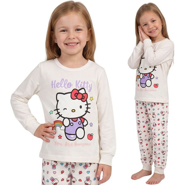Sarcia.eu Pyjama Hello Kitty BAUMWOLL-Mädchenpyjama, Langarmshirt + lange Hose