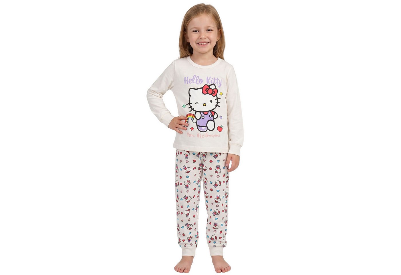 Sarcia.eu Pyjama Hello Kitty BAUMWOLL-Mädchenpyjama, Langarmshirt + lange Hose – Bild 2 von 5